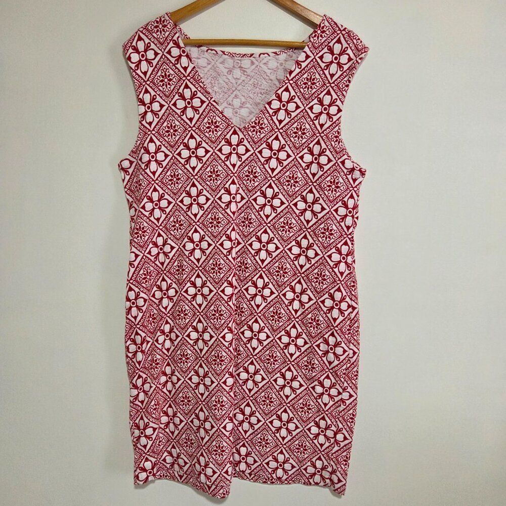 NEW W/O TAG BODEN PRINTED V NECK TANK DRESS SIZE 12 L